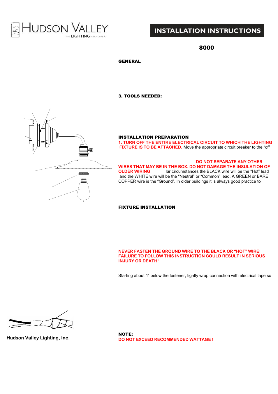 Hudson Valley Lighting HEIRLOOM 8000 User Manual | 1 page