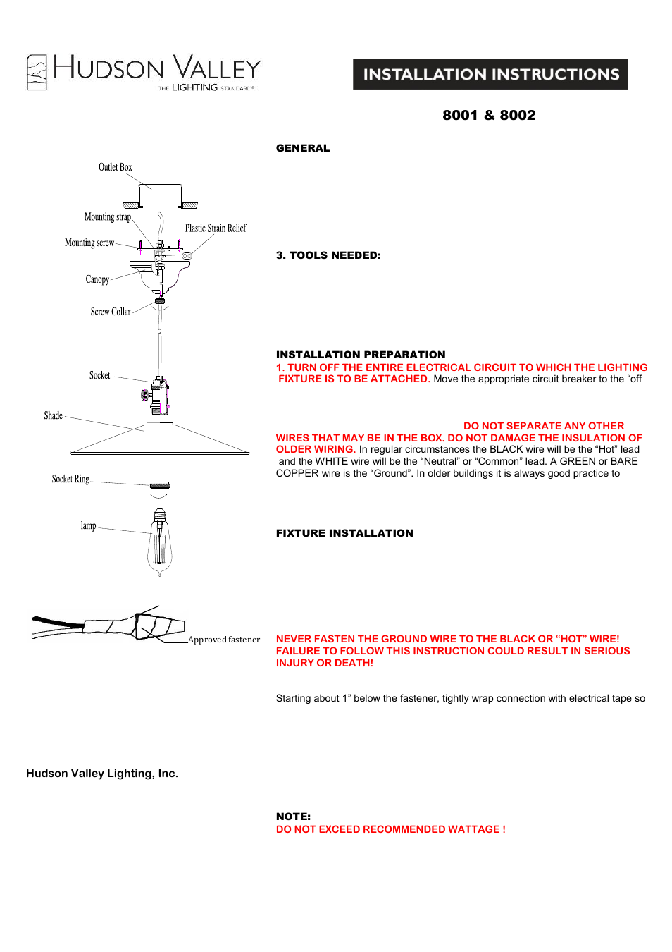 Hudson Valley Lighting HEIRLOOM 8001 User Manual | 2 pages