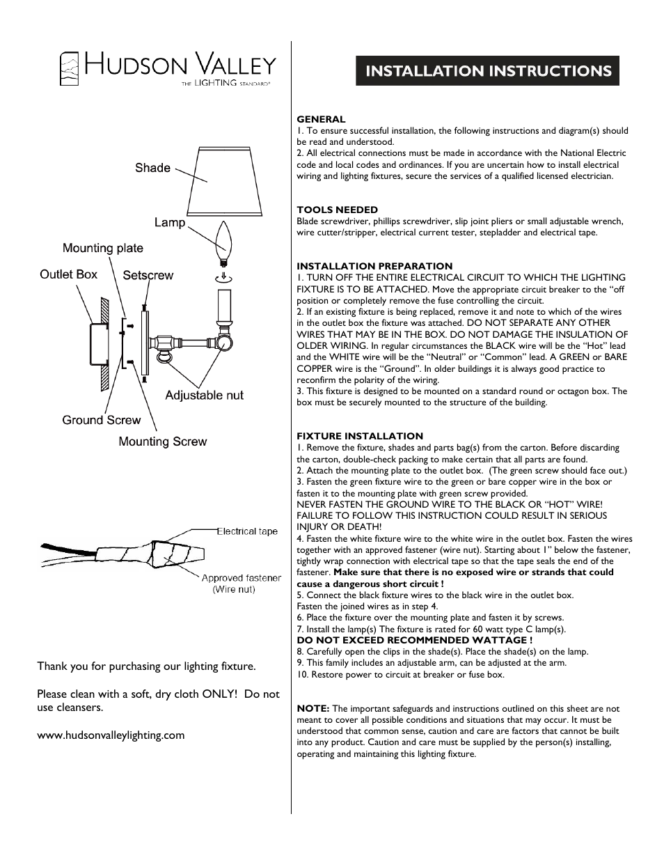 Hudson Valley Lighting HILLSDALE 6232 User Manual | 1 page