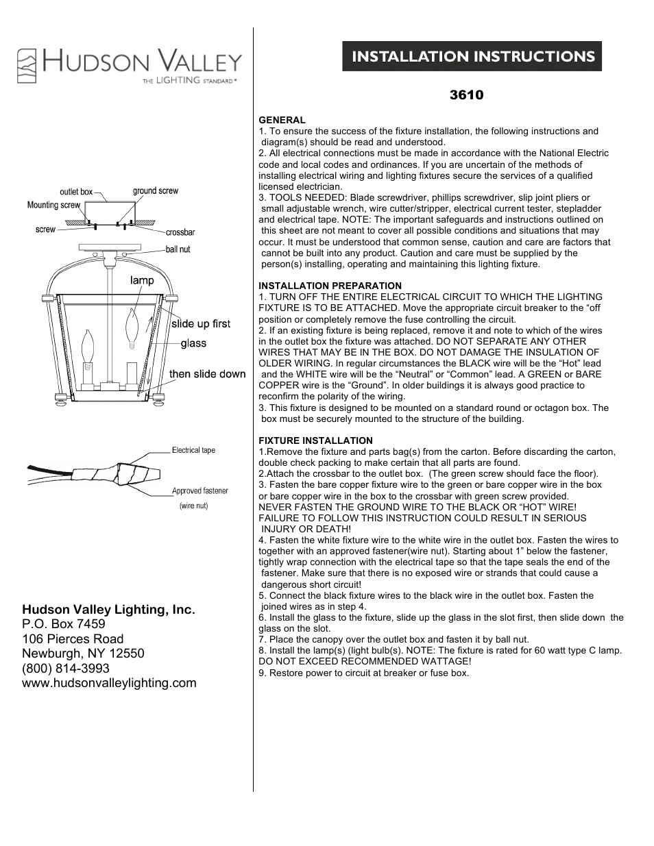 Hudson Valley Lighting HOLLIS 3610 User Manual | 1 page