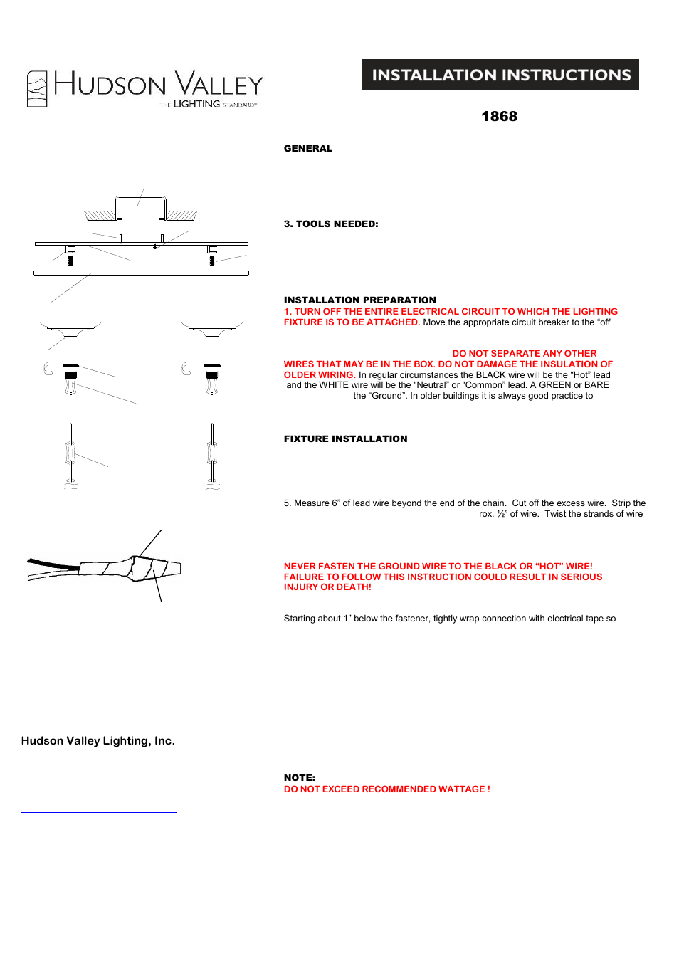 Hudson Valley Lighting JASPER 1868 User Manual | 2 pages