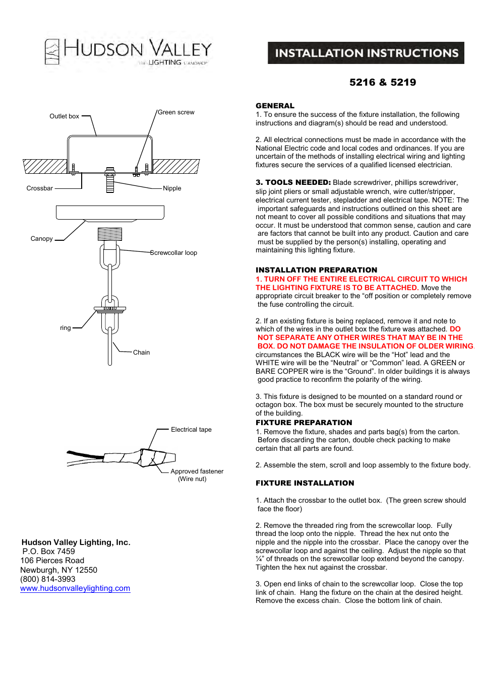 Hudson Valley Lighting JEFFERSON 5219 User Manual | 4 pages