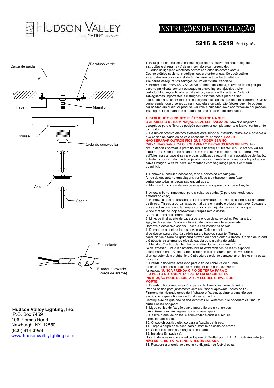Instruções de instalação | Hudson Valley Lighting JEFFERSON 5219 User Manual | Page 3 / 4