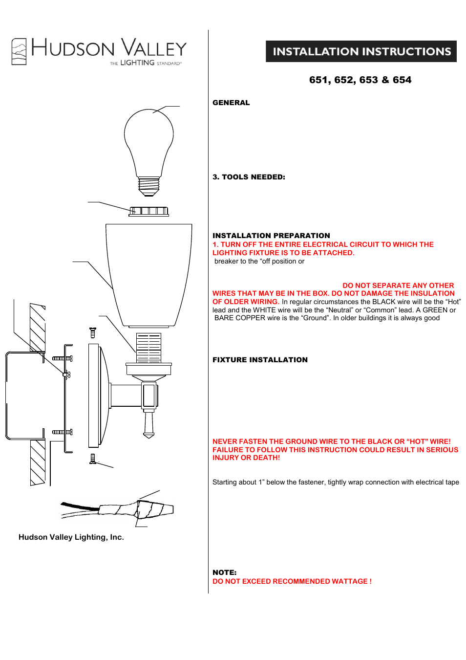 Hudson Valley Lighting KENT 651-654 User Manual | 2 pages