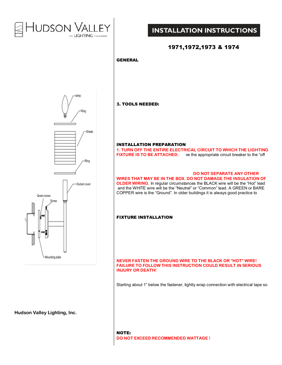 Hudson Valley Lighting KESWICK 1971-1974 User Manual | 3 pages