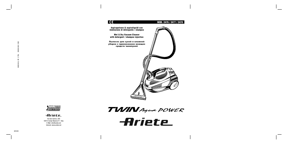 ARIETE Twin Aqua Power  2477 User Manual | 36 pages