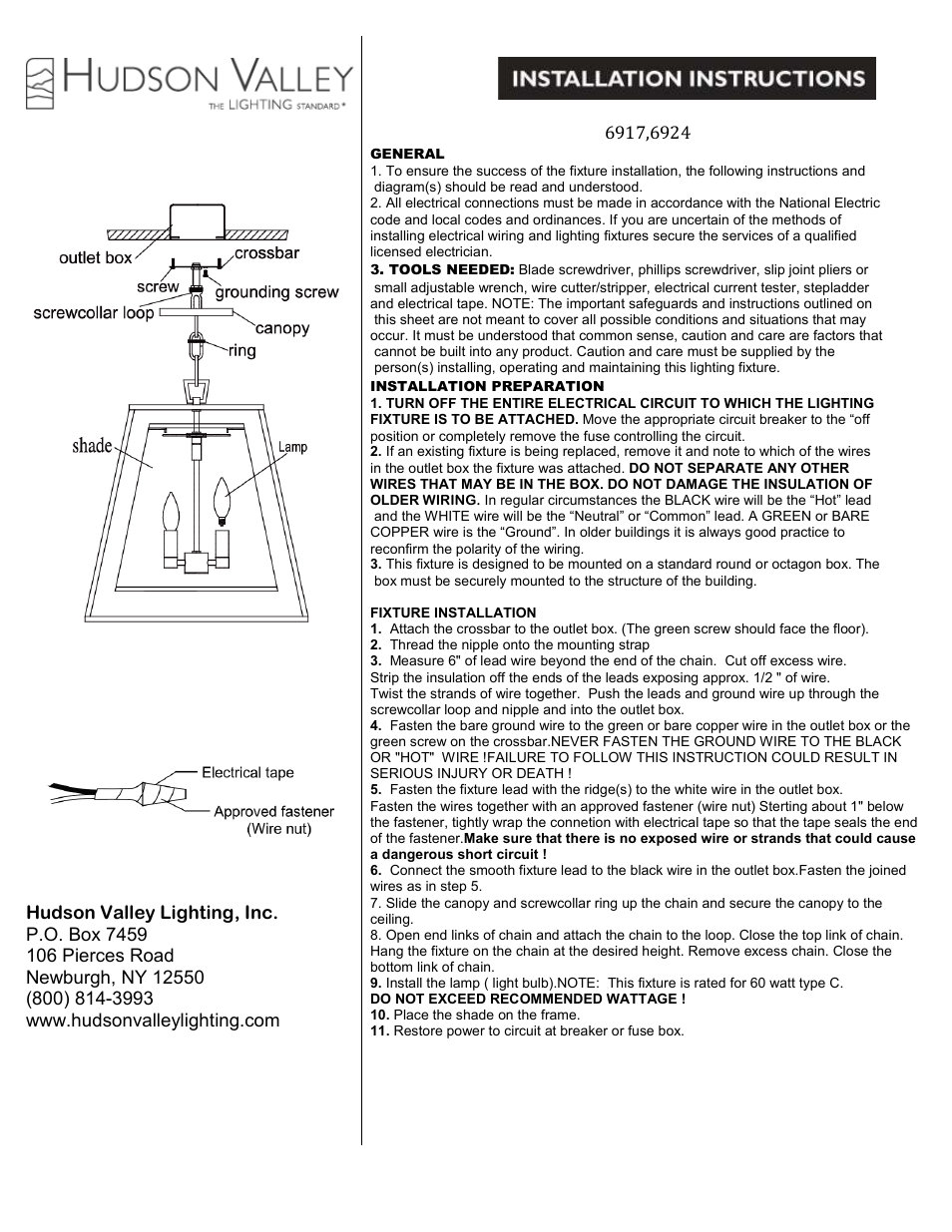 Hudson Valley Lighting KYLE 6924 User Manual | 1 page