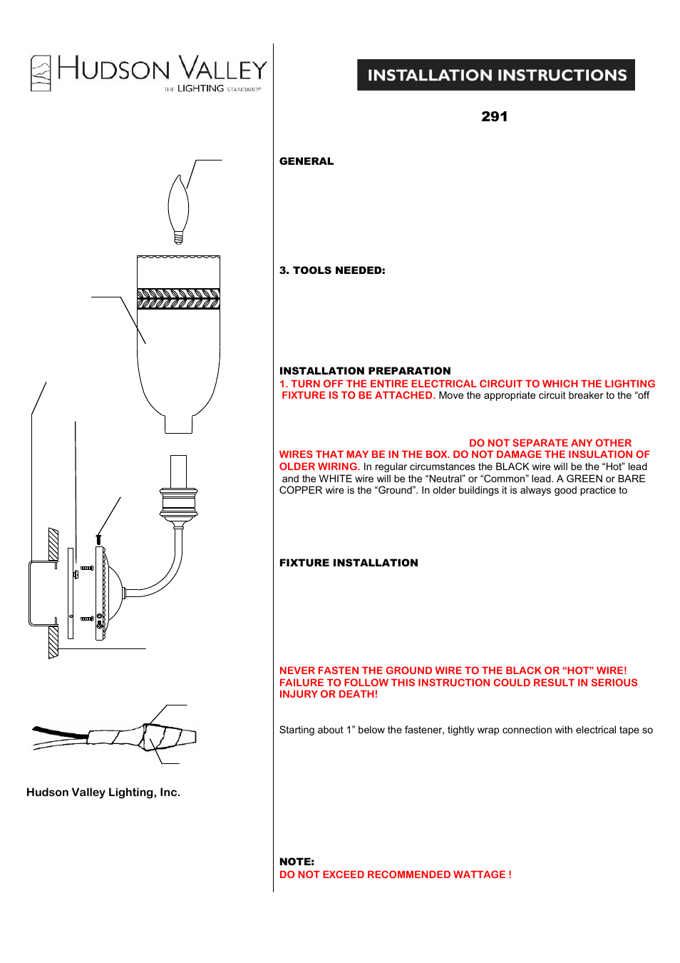 Hudson Valley Lighting LAFAYETTE 291 User Manual | 1 page