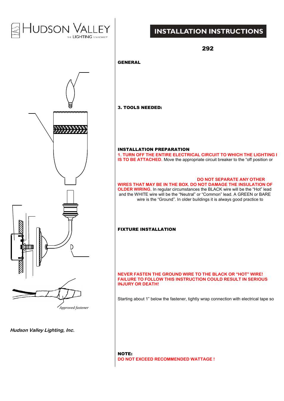 Hudson Valley Lighting LAFAYETTE 292 User Manual | 1 page