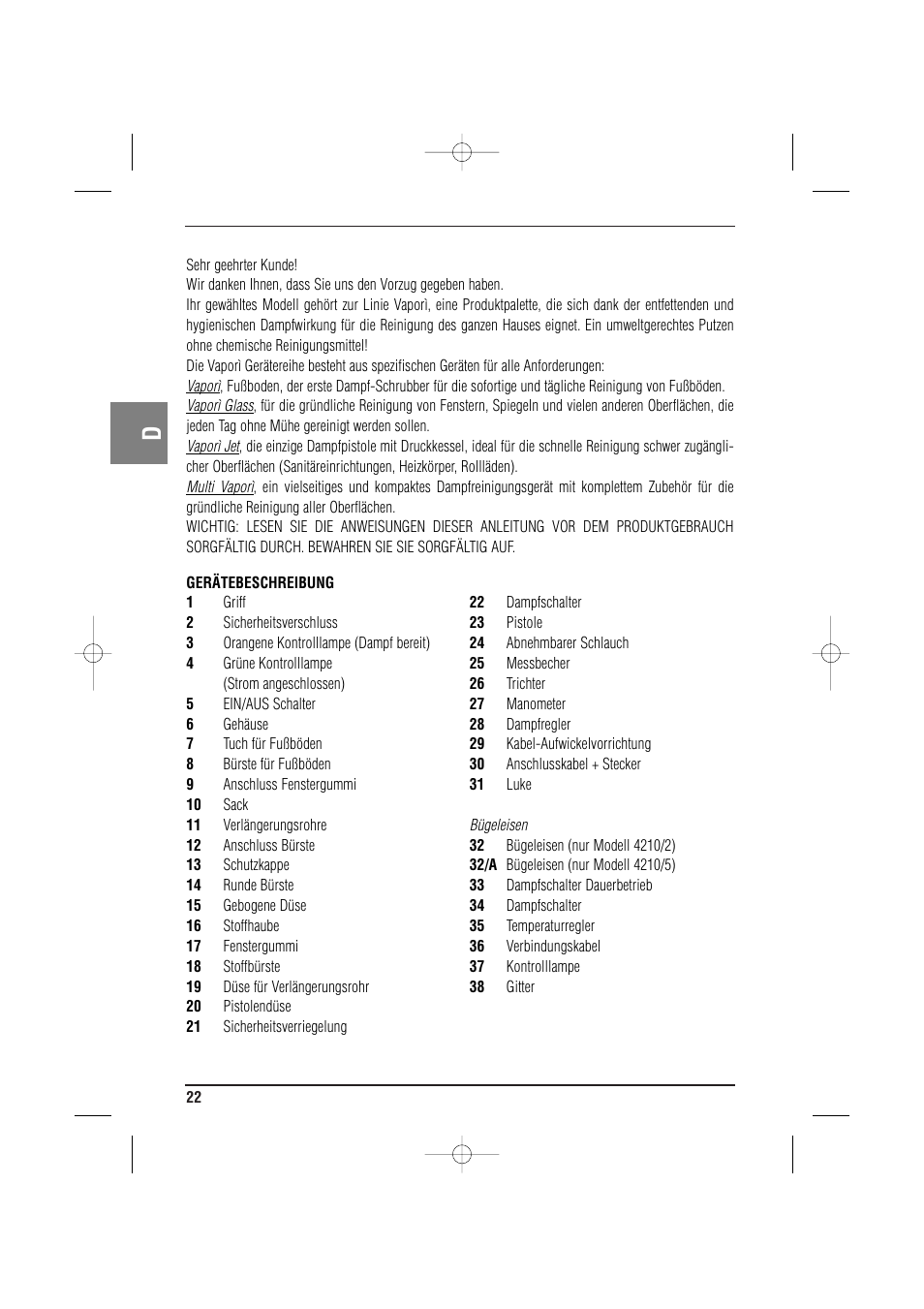 ARIETE MVC2 Deluxe 4210 5 User Manual | Page 24 / 102