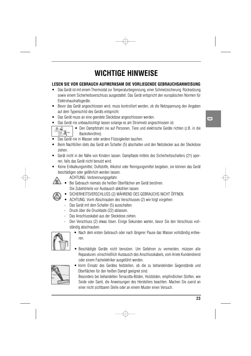 Wichtige hinweise | ARIETE MVC2 Deluxe 4210 5 User Manual | Page 25 / 102