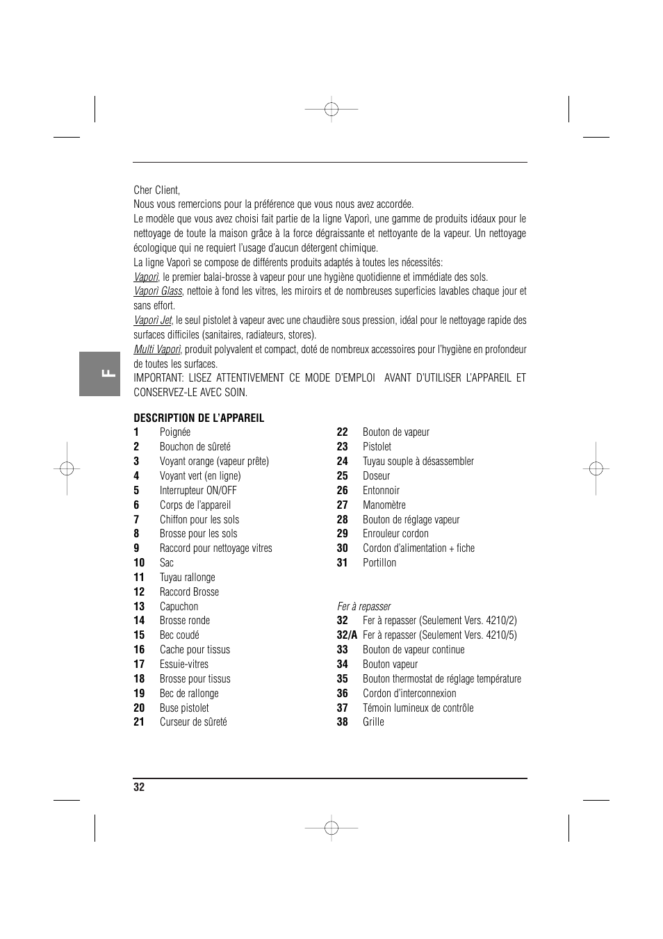 ARIETE MVC2 Deluxe 4210 5 User Manual | Page 34 / 102