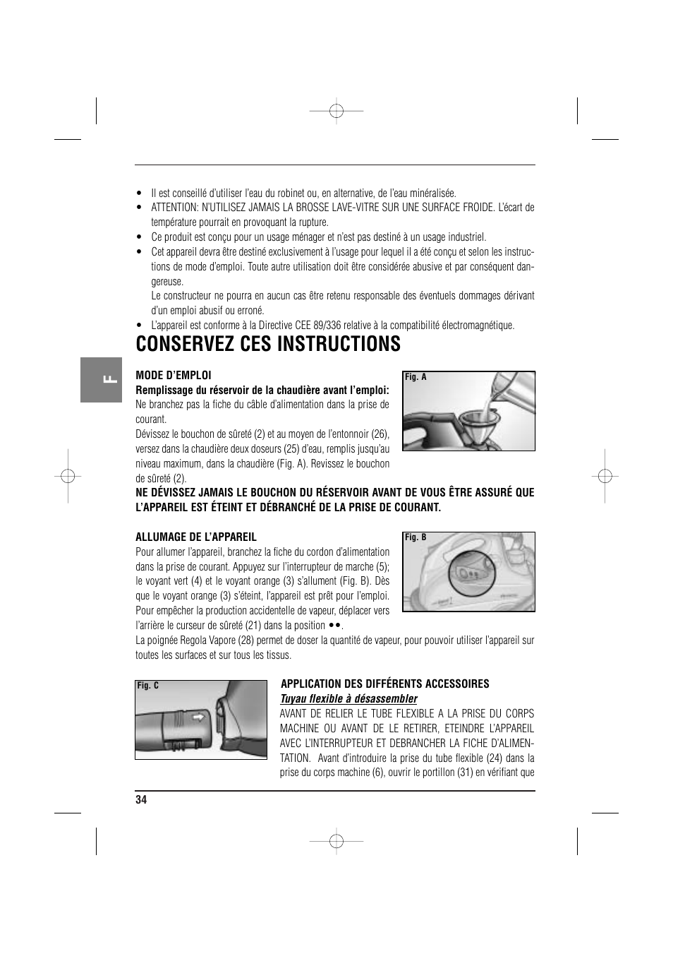 Conservez ces instructions | ARIETE MVC2 Deluxe 4210 5 User Manual | Page 36 / 102