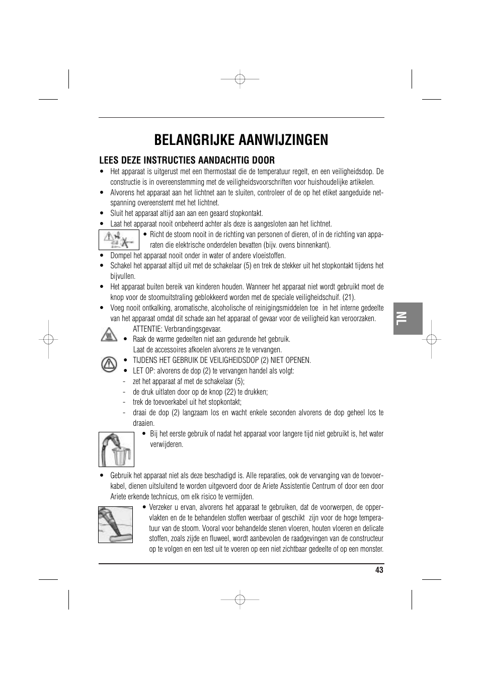 Belangrijke aanwijzingen | ARIETE MVC2 Deluxe 4210 5 User Manual | Page 45 / 102