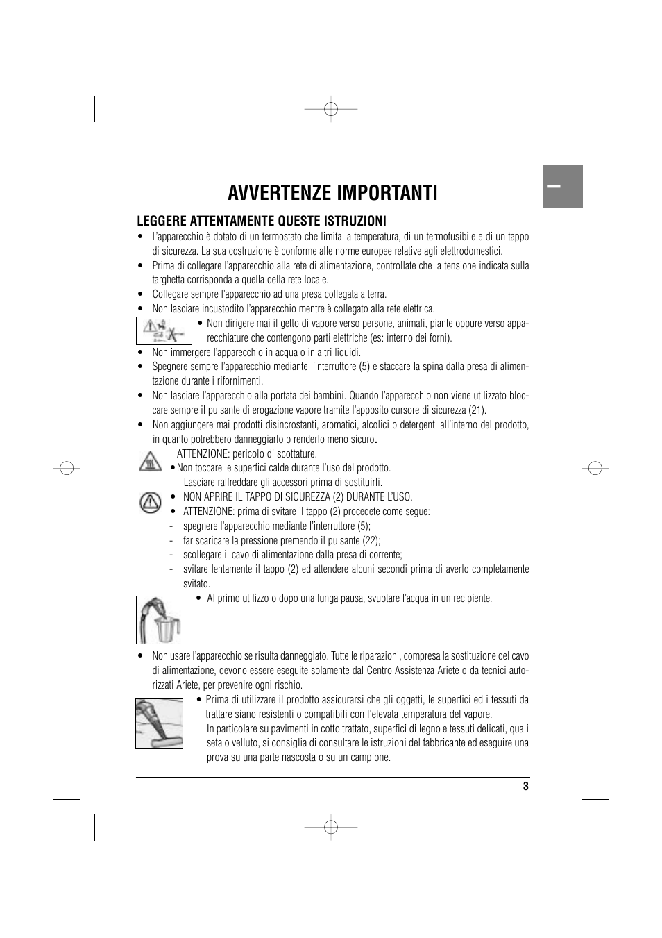 Avvertenze importanti | ARIETE MVC2 Deluxe 4210 5 User Manual | Page 5 / 102