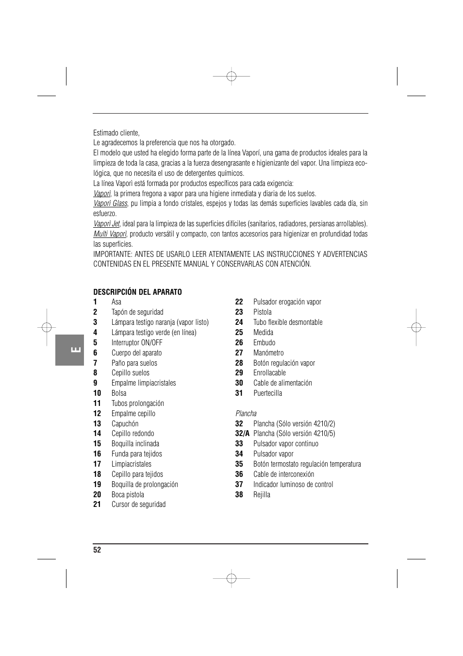 ARIETE MVC2 Deluxe 4210 5 User Manual | Page 54 / 102