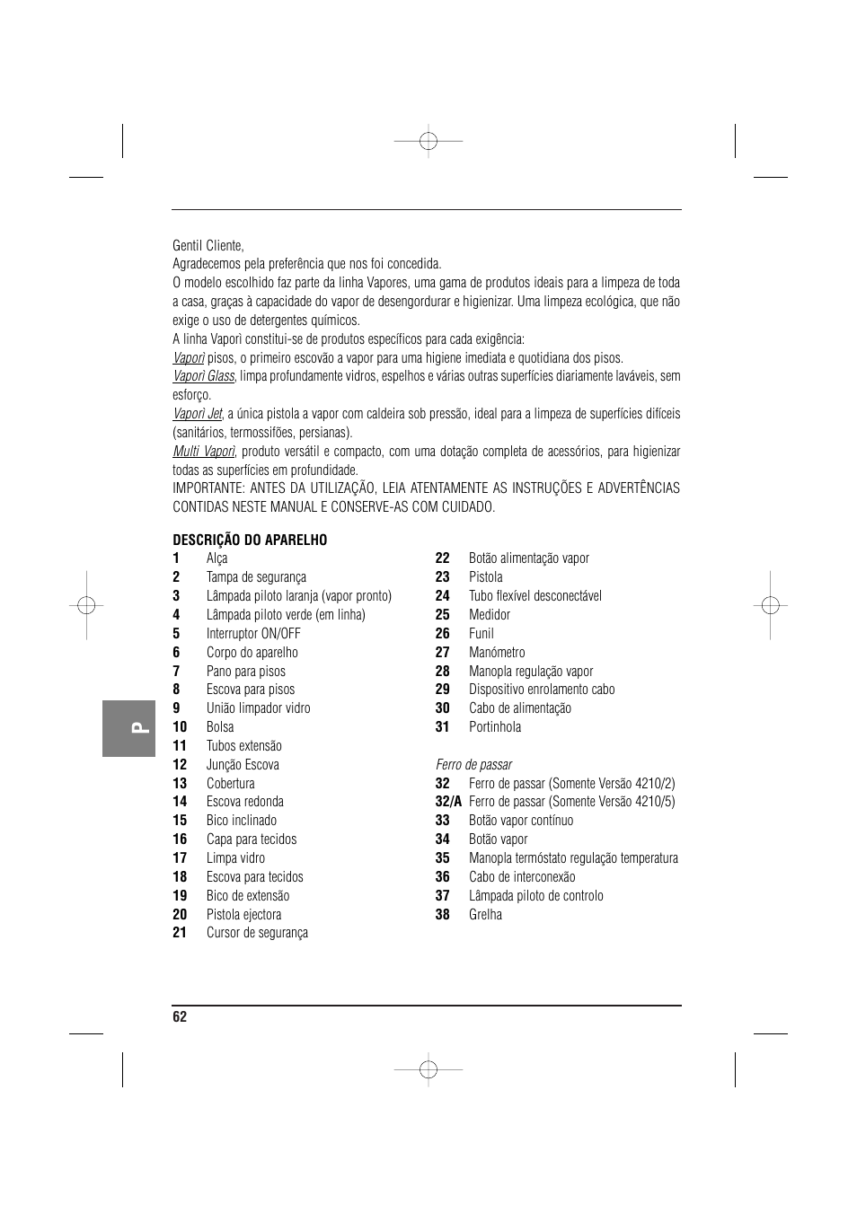 ARIETE MVC2 Deluxe 4210 5 User Manual | Page 64 / 102