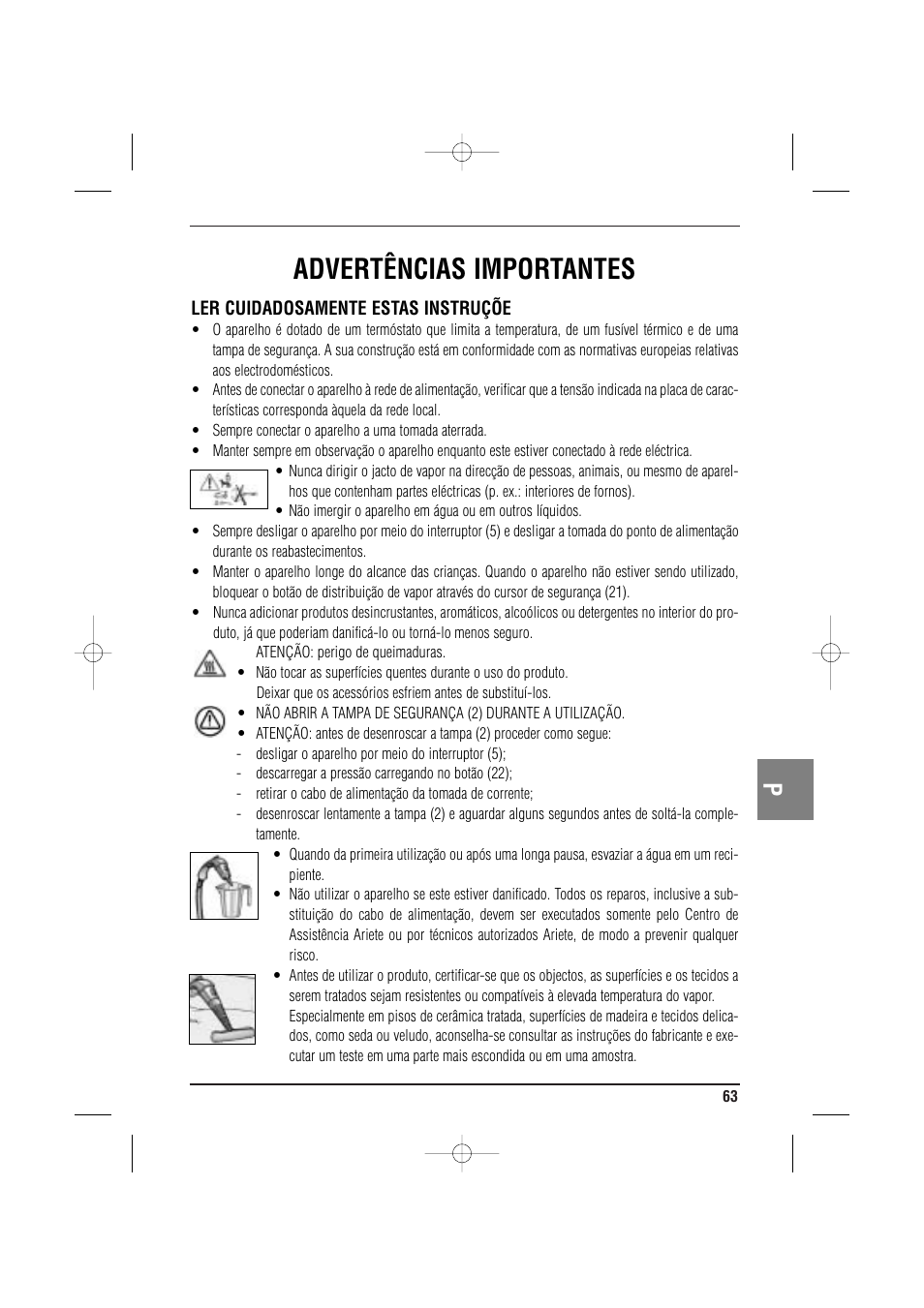 Advertências importantes | ARIETE MVC2 Deluxe 4210 5 User Manual | Page 65 / 102