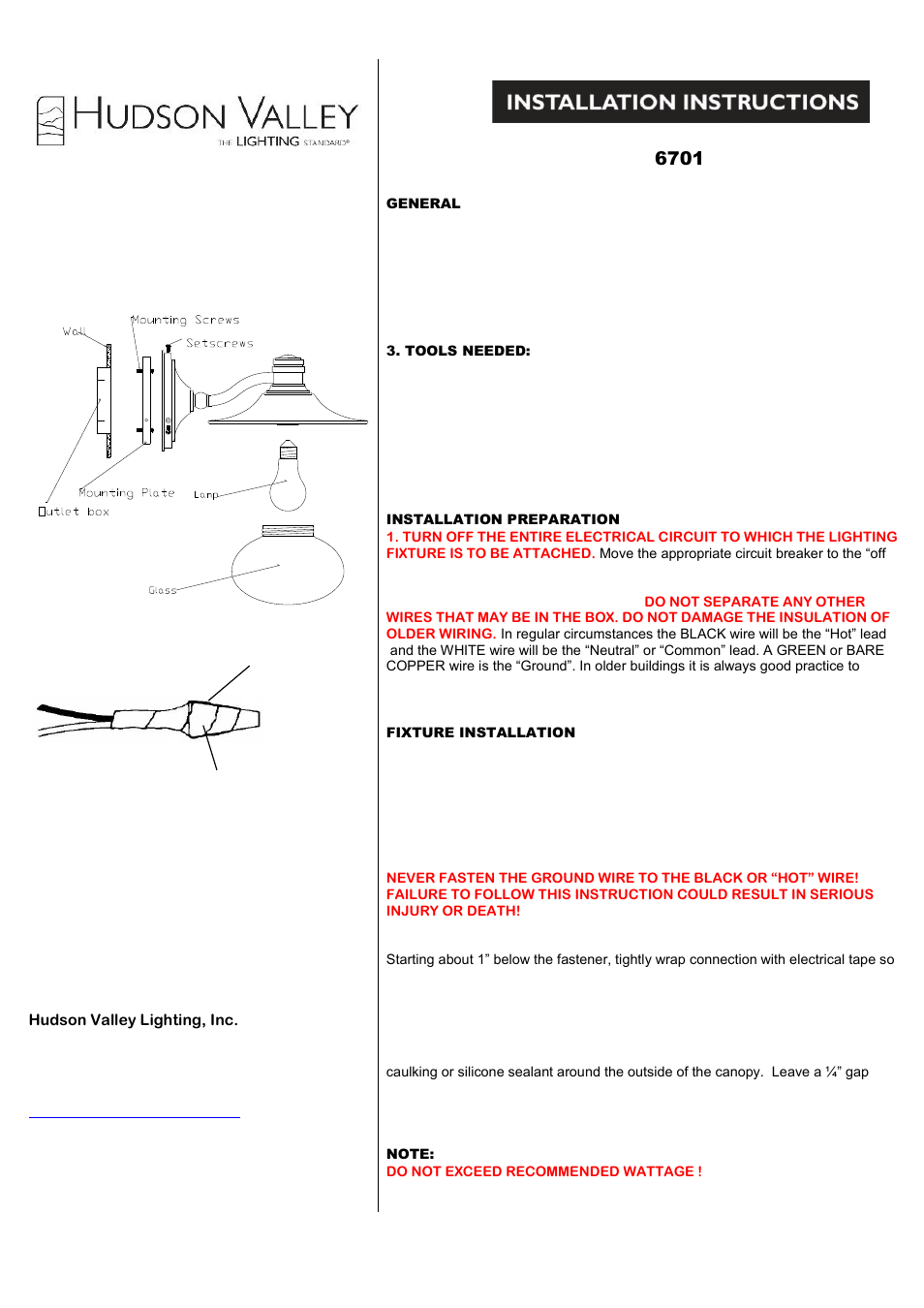 Hudson Valley Lighting LAWTON 6701 User Manual | 1 page