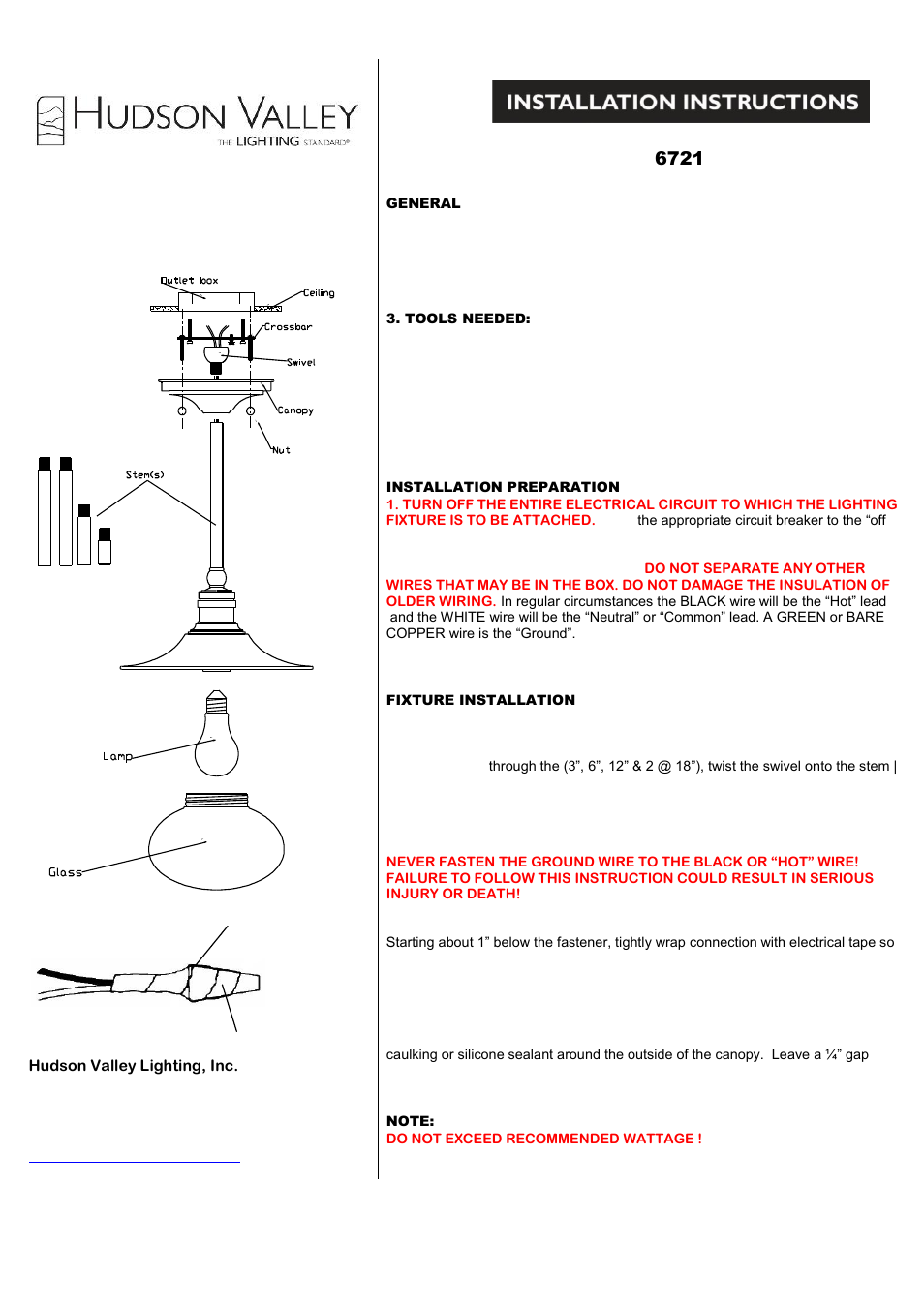 Hudson Valley Lighting LAWTON 6721 User Manual | 1 page