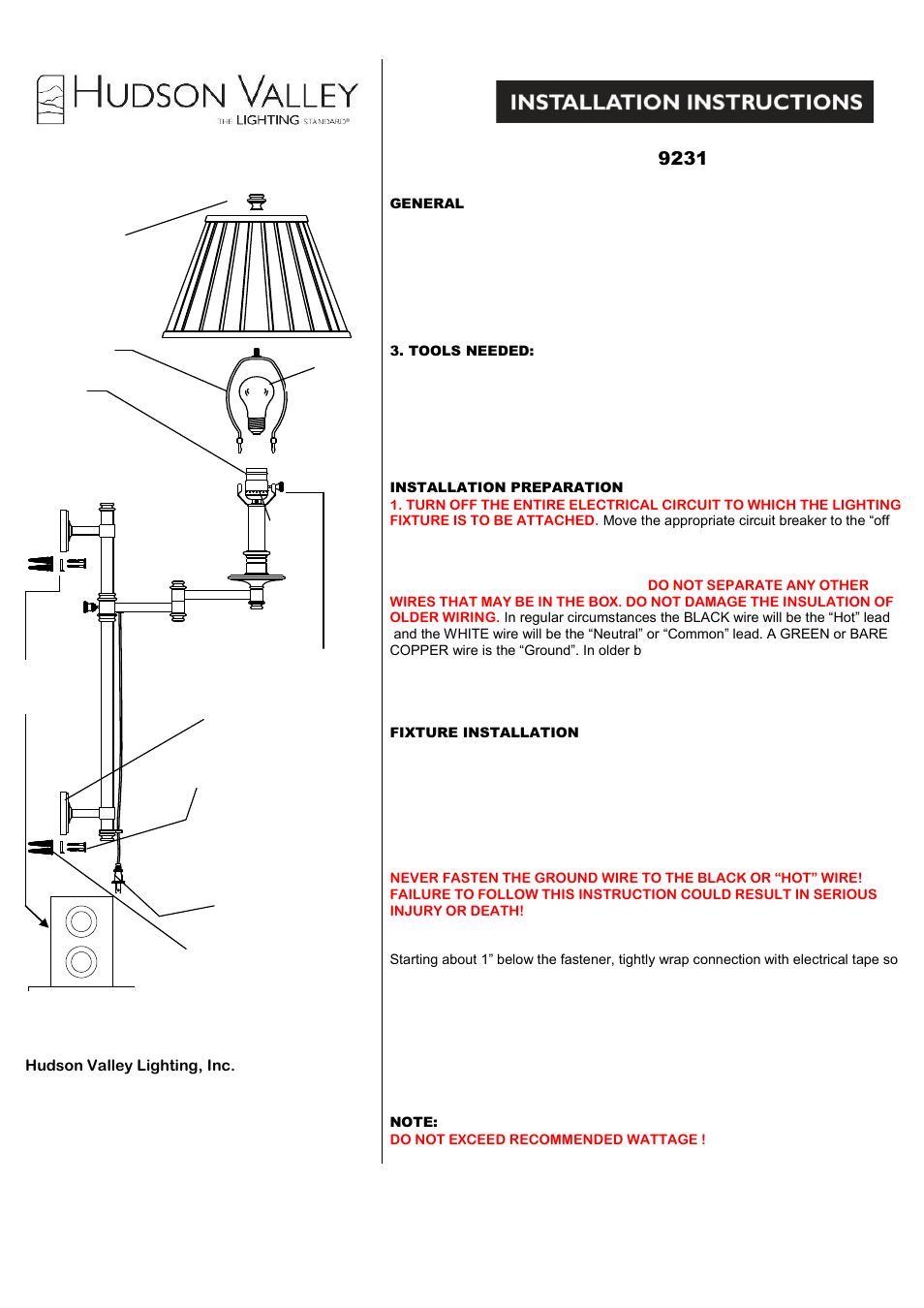 Hudson Valley Lighting LITCHFIELD 9231 User Manual | 1 page