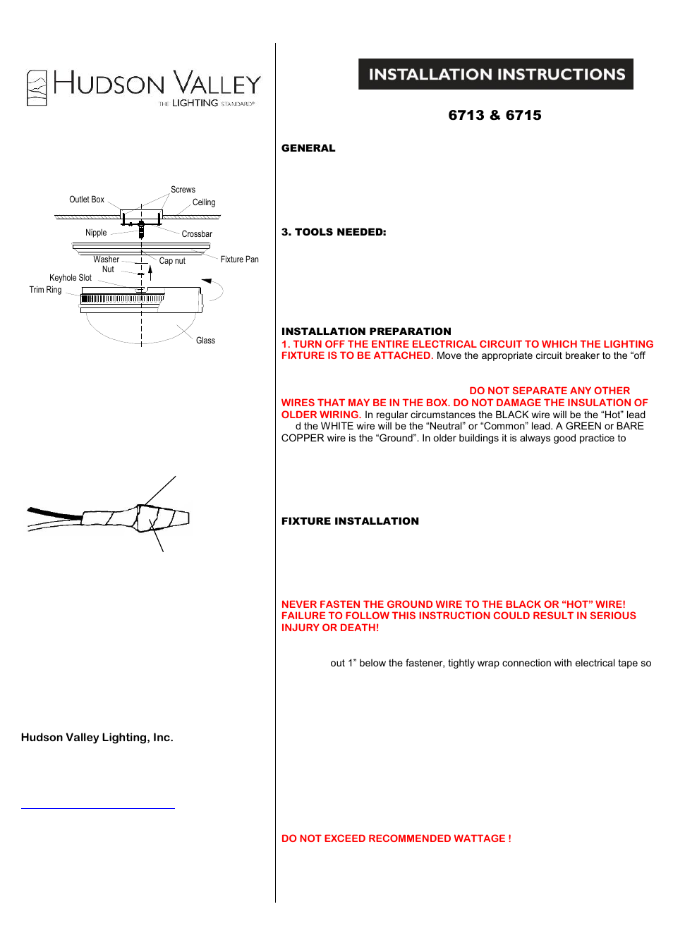 Hudson Valley Lighting LOCKPORT 6715 User Manual | 1 page