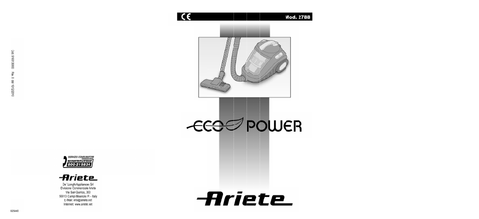 ARIETE Eco Power 2788 User Manual | 50 pages