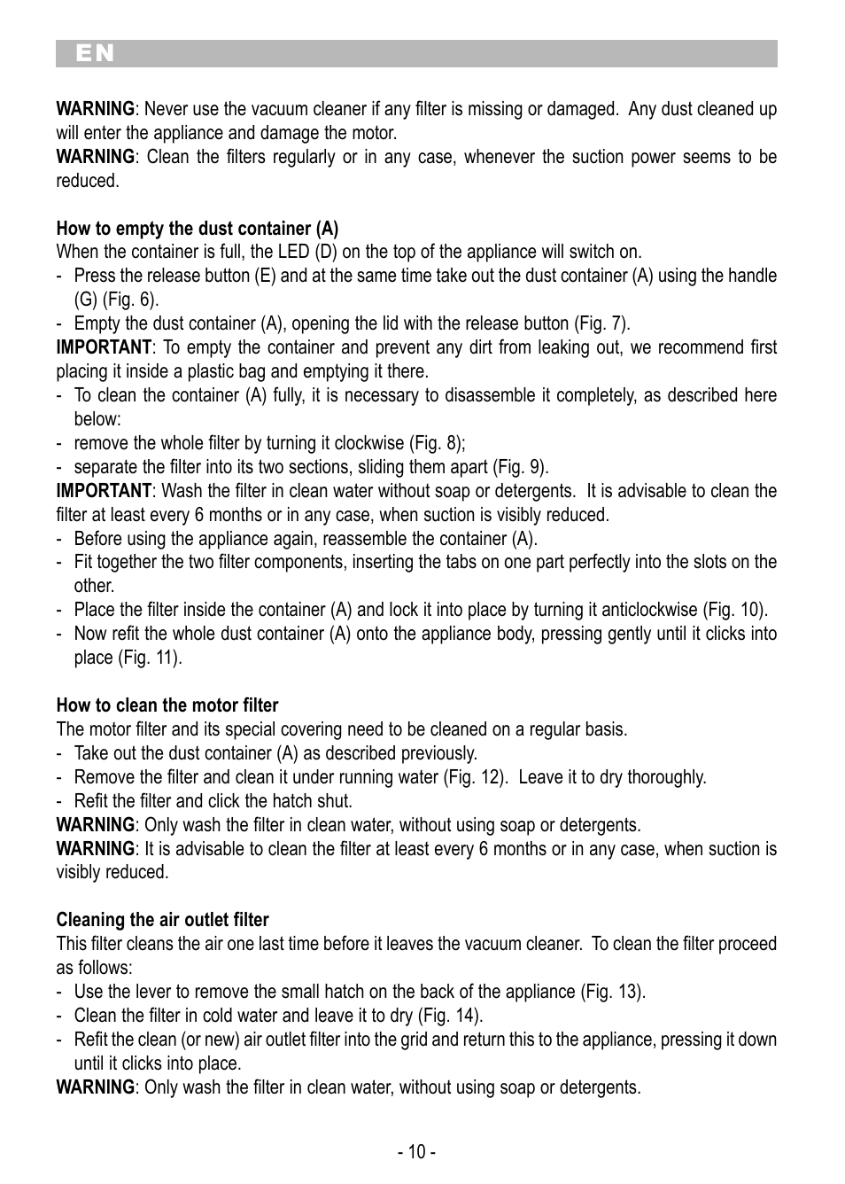 ARIETE Eco Power 2788 User Manual | Page 12 / 50