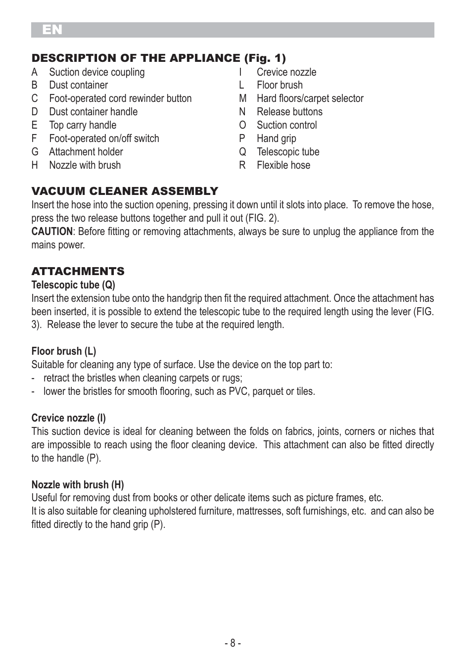 ARIETE Bagless Vacuum Cleaner User Manual | Page 10 / 50