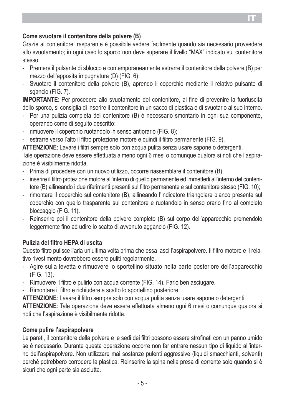 ARIETE Bagless Vacuum Cleaner User Manual | Page 7 / 50