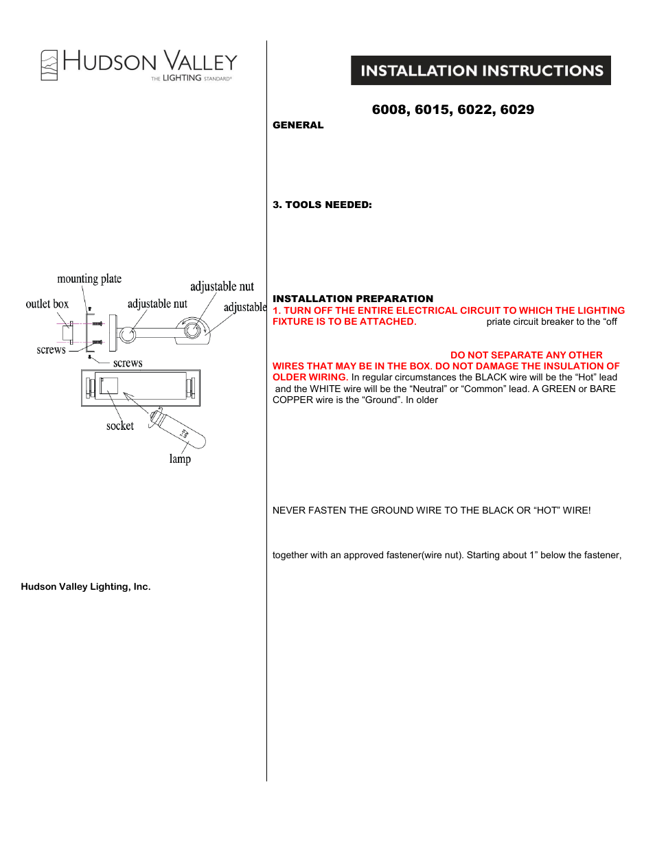 Hudson Valley Lighting MERRICK 6029 User Manual | 1 page