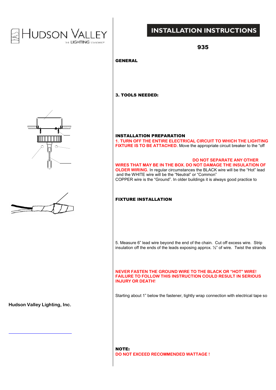 Hudson Valley Lighting MIDDLEBURY 935 User Manual | 2 pages