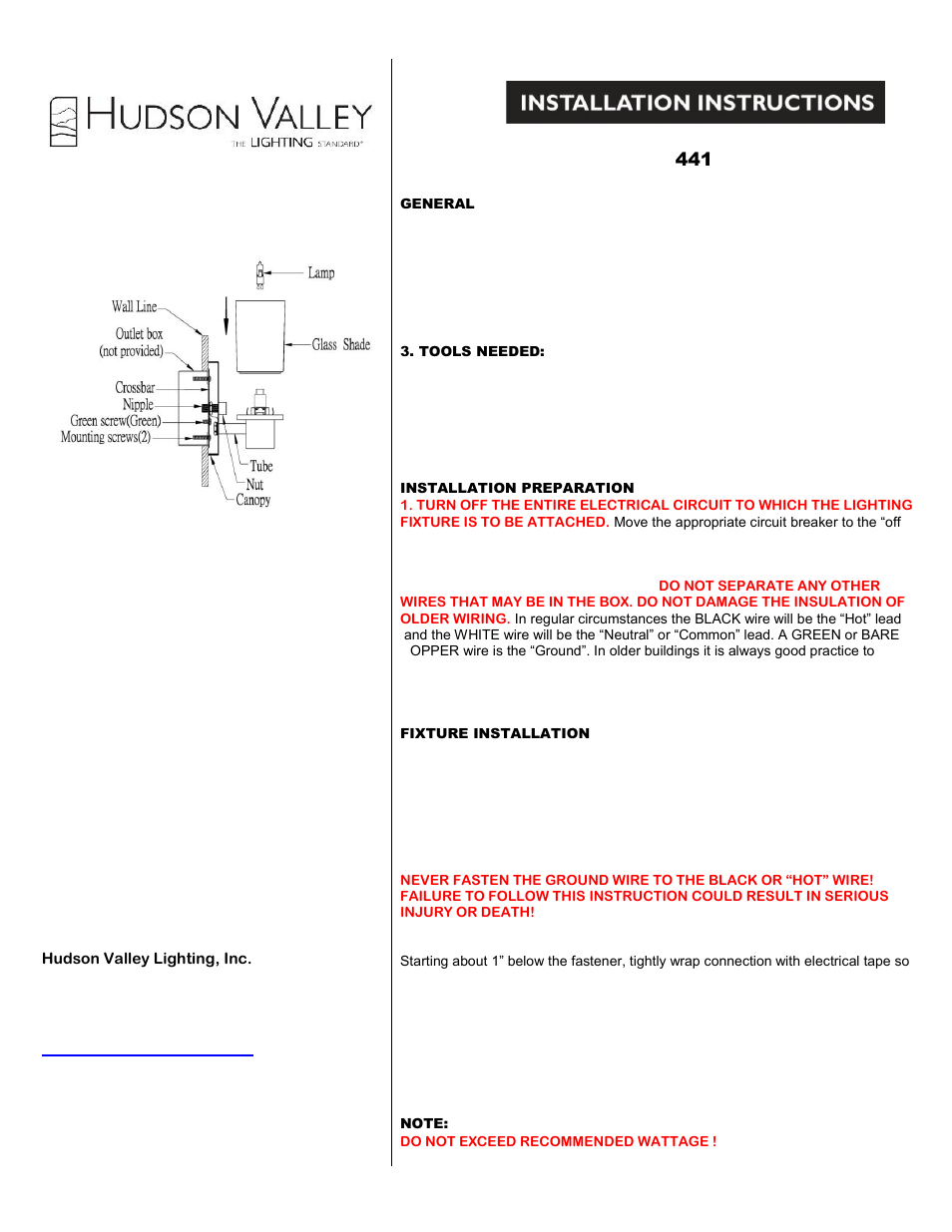 Hudson Valley Lighting MILFORD 4441 User Manual | 2 pages