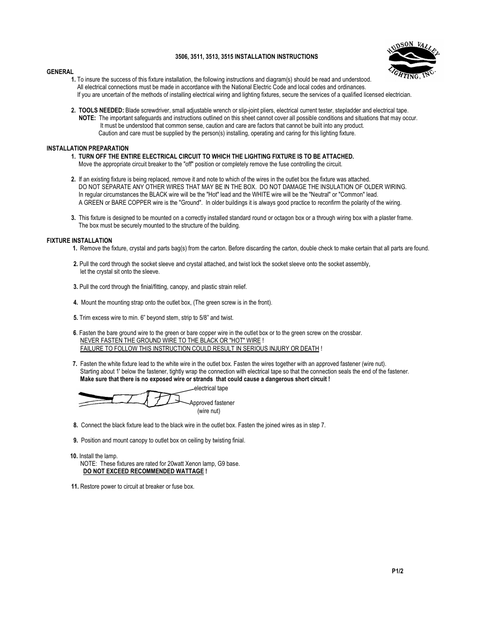 Hudson Valley Lighting NAPLES 3511 User Manual | 2 pages