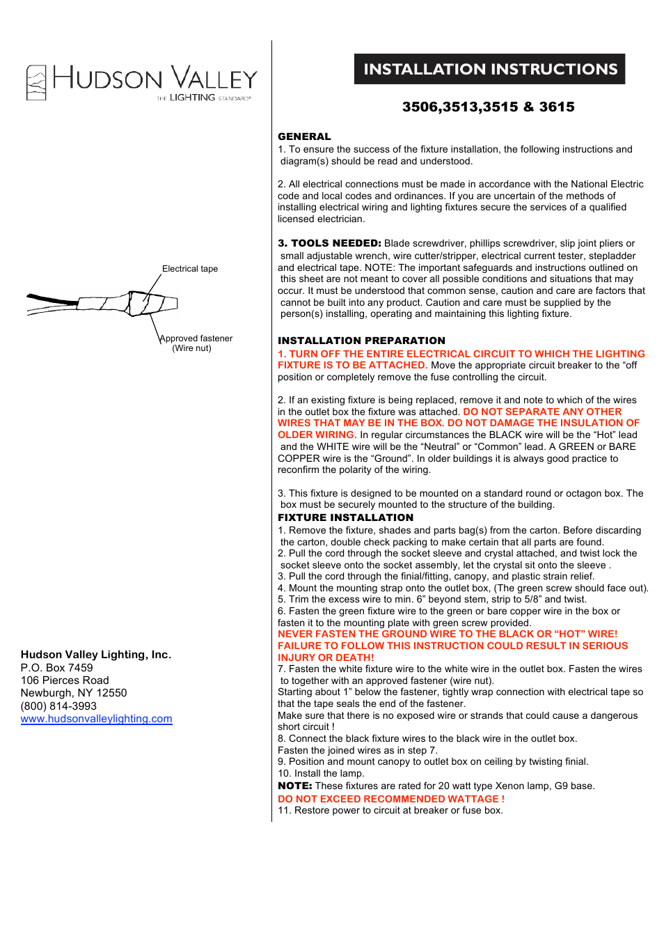 Hudson Valley Lighting NAPLES 3615 User Manual | 2 pages