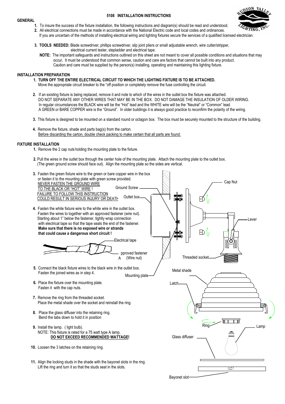 Hudson Valley Lighting NAUGATUCK 5108 User Manual | 2 pages