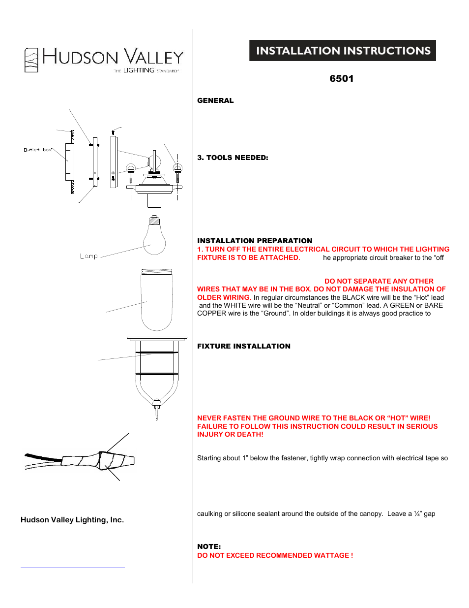 Hudson Valley Lighting NEW CANAAN 6501 User Manual | 1 page