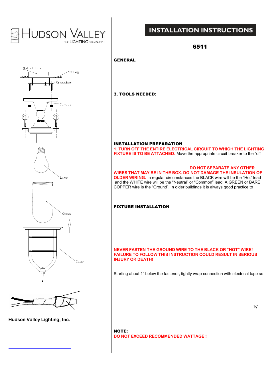 Hudson Valley Lighting NEW CANAAN 6511 User Manual | 1 page