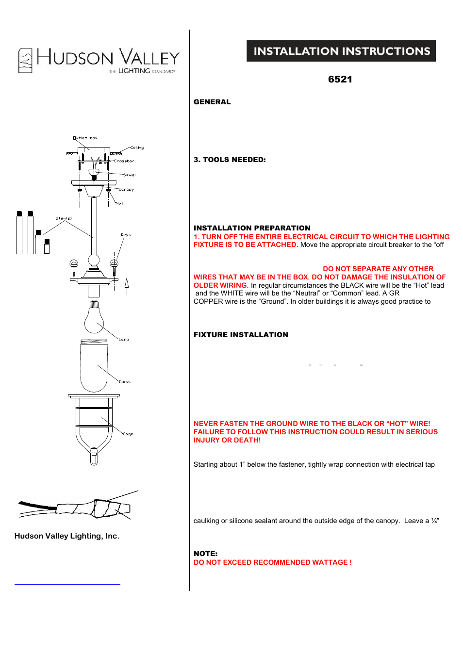 Hudson Valley Lighting NEW CANAAN 6521 User Manual | 1 page