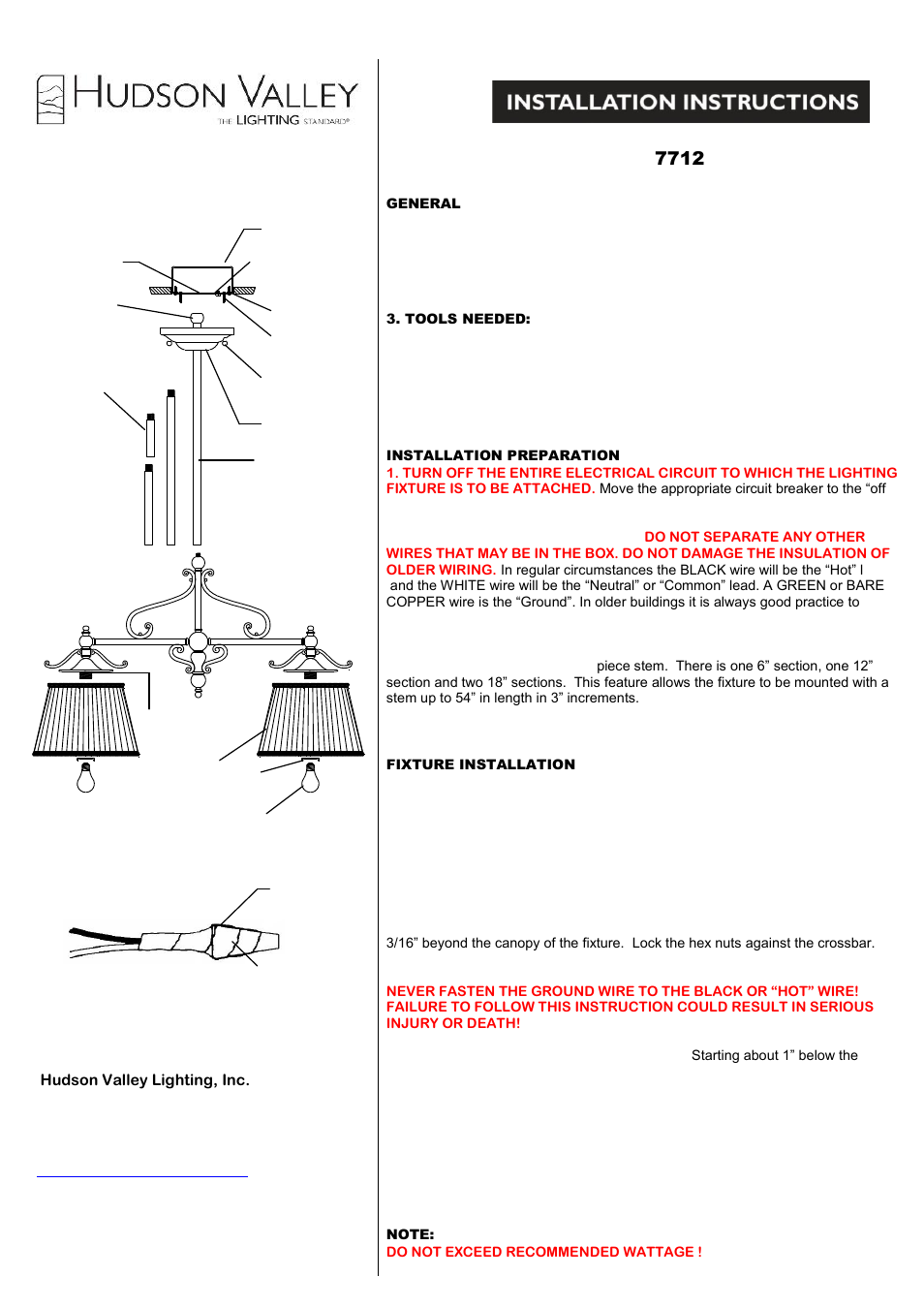Hudson Valley Lighting ORCHARD PARK 7712 User Manual | 2 pages