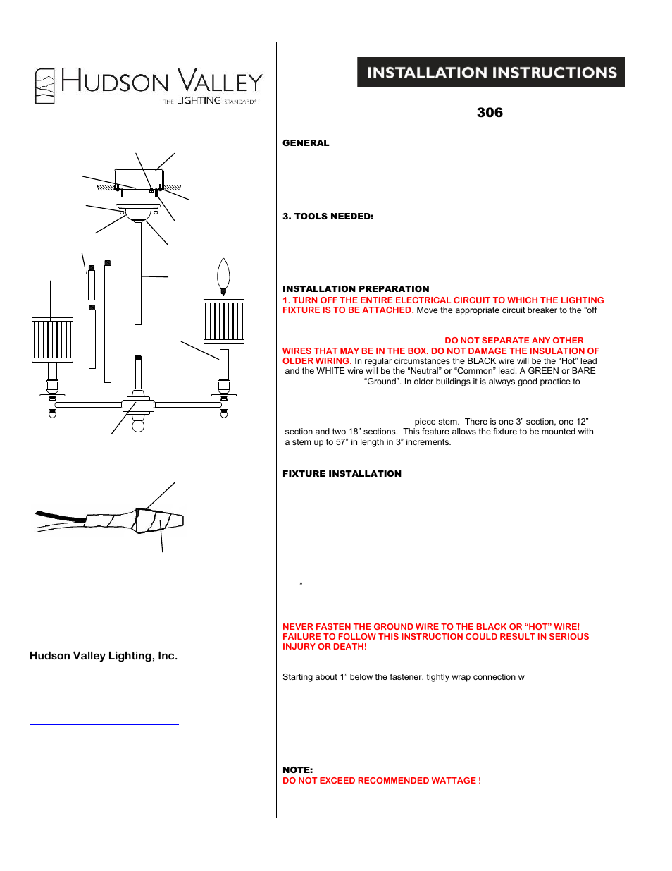 Hudson Valley Lighting PALMER 306 User Manual | 1 page