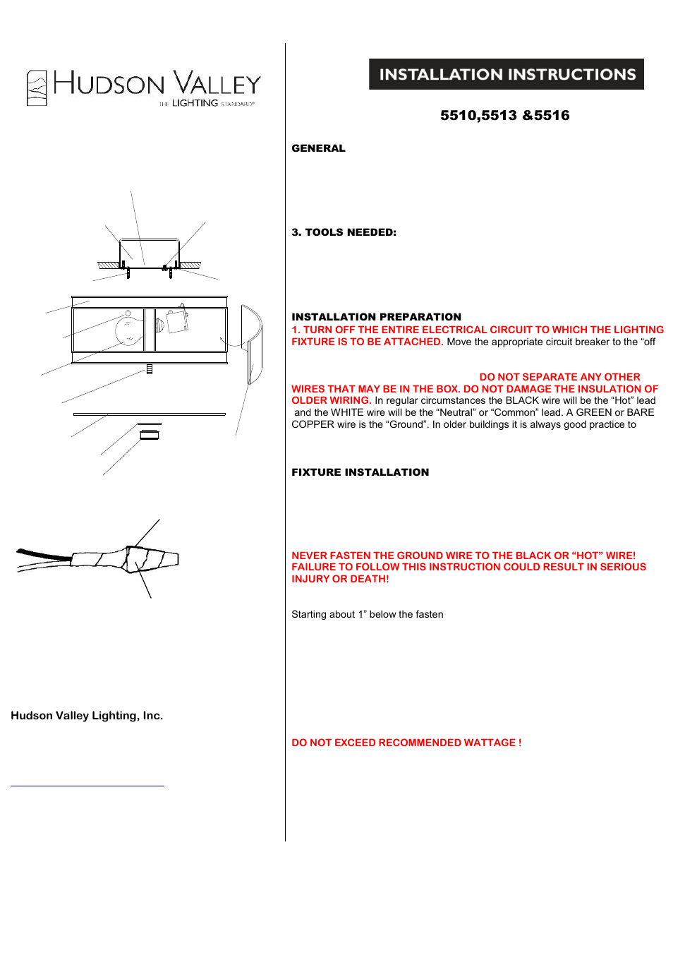 Hudson Valley Lighting PATTERSON 5510-5516 User Manual | 1 page