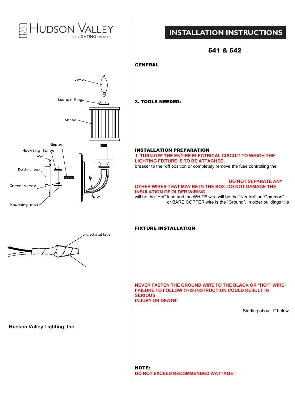 Hudson Valley Lighting PHOENICIA 542 User Manual | 2 pages