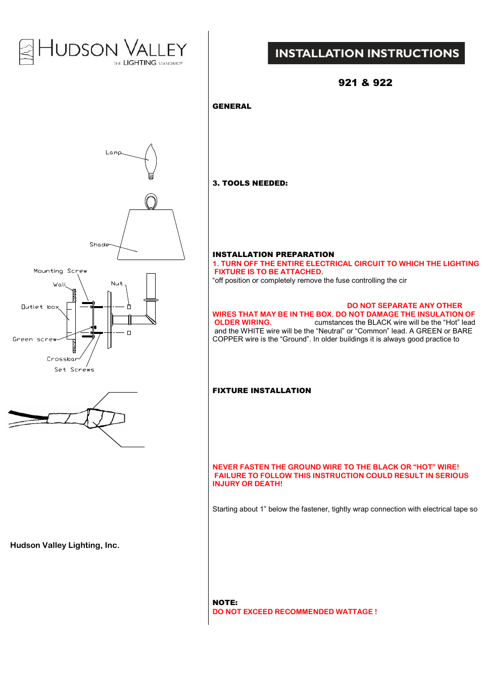 Hudson Valley Lighting POMONA 922 User Manual | 1 page