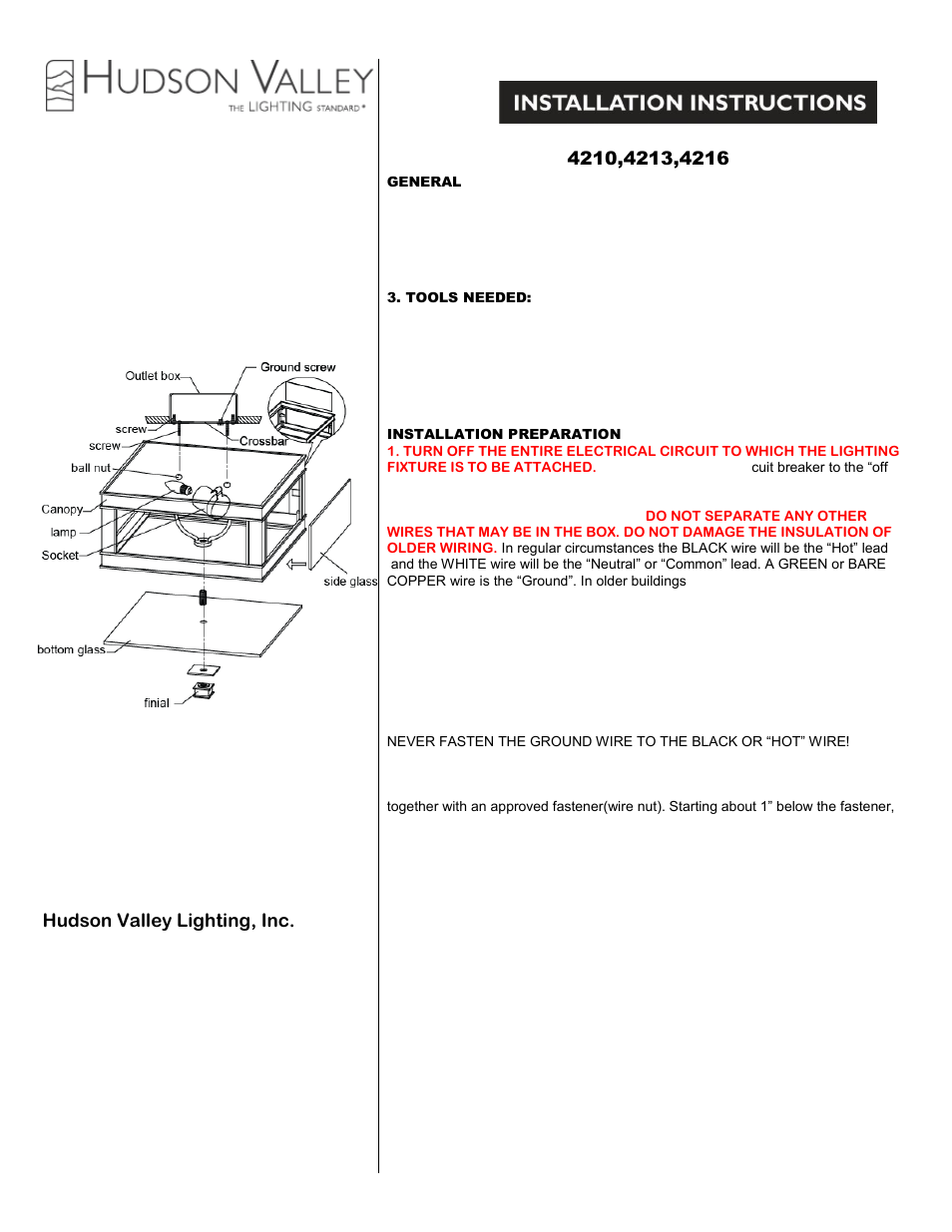 Hudson Valley Lighting PRESTON 4210-4216 User Manual | 1 page