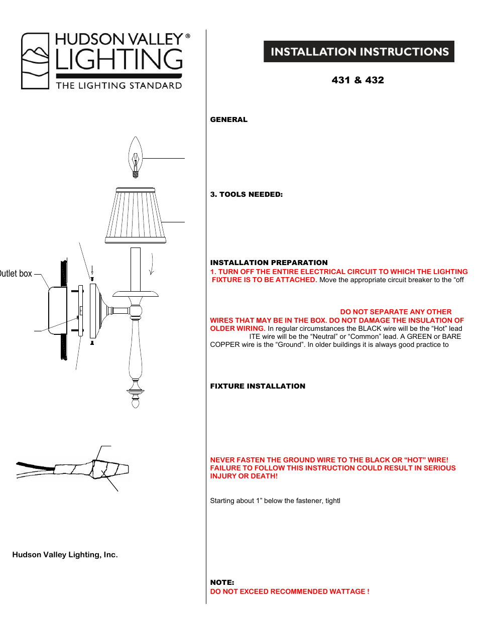 Hudson Valley Lighting QUINCY 432 User Manual | 2 pages