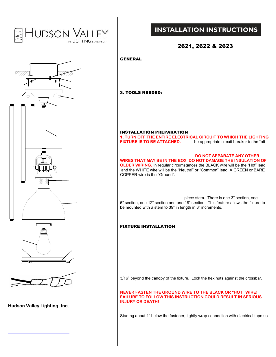 Hudson Valley Lighting RANDOLPH 2621-2623 User Manual | 2 pages