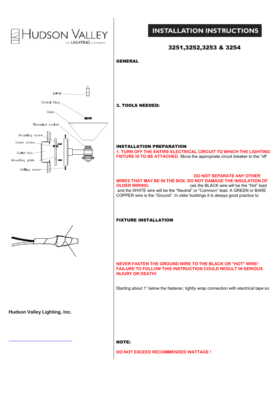 Hudson Valley Lighting RAWLINS 3251-3254 User Manual | 1 page