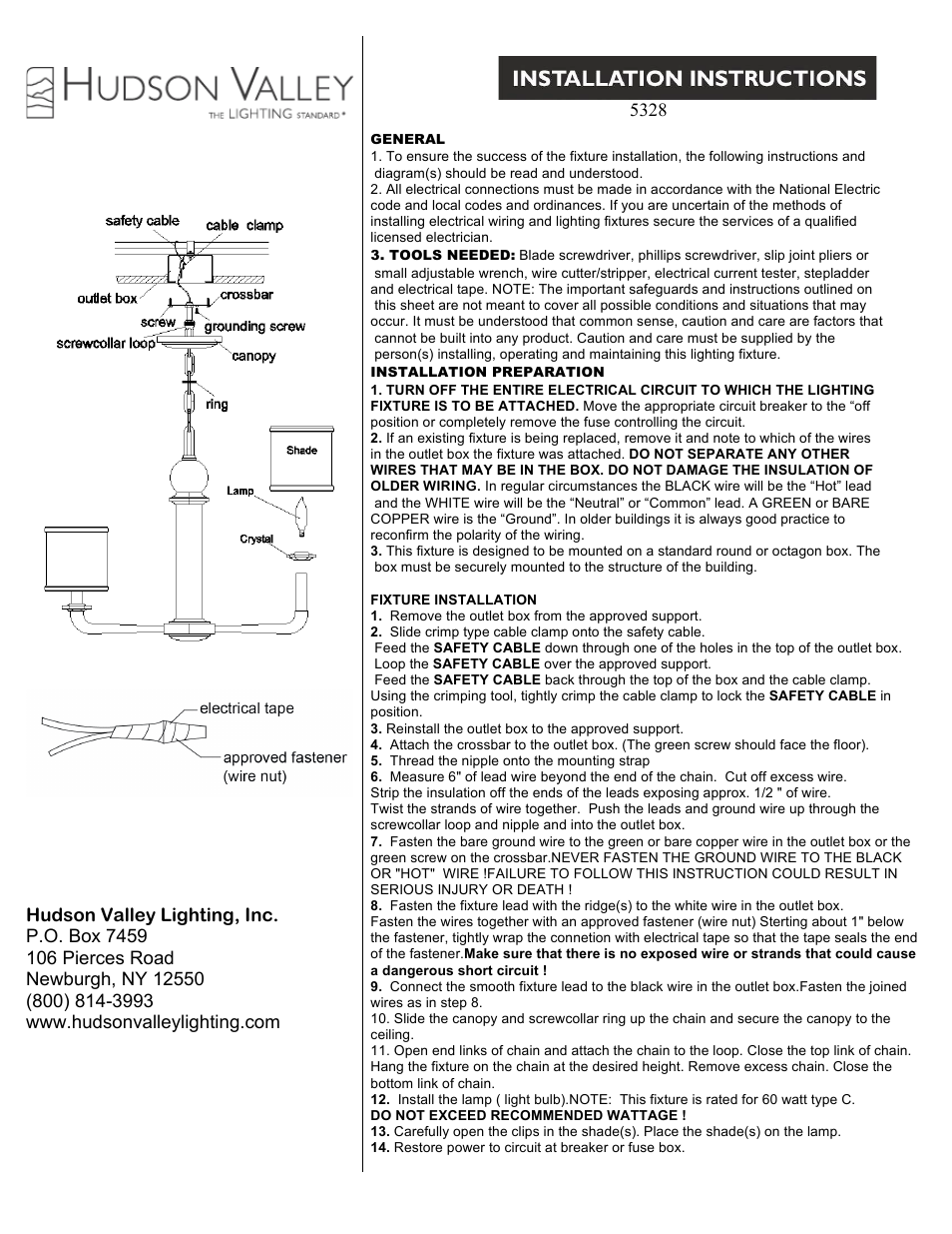 Hudson Valley Lighting ROCK HILL 5328 User Manual | 1 page