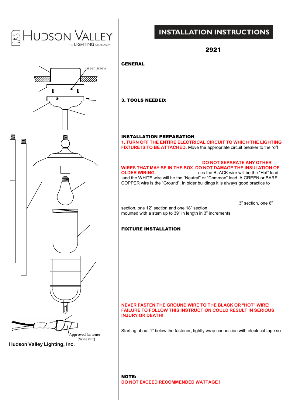 Hudson Valley Lighting ROCKFORD 2921 User Manual | 2 pages